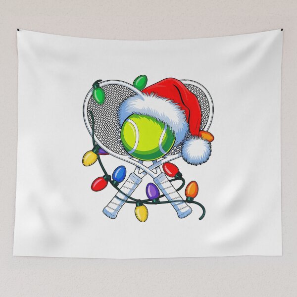 Item preview, Christmas Tennis Rackets With Santa Hat Festive Sports  designed and sold by WayTBeenkenArt.