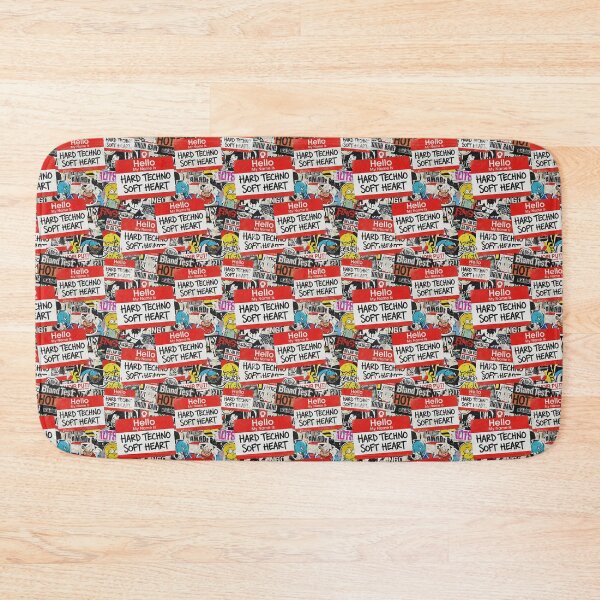 Item preview, Hard Techno Soft Heart Sticker Bomb Nametag Pattern designed and sold by RaveNamaste.