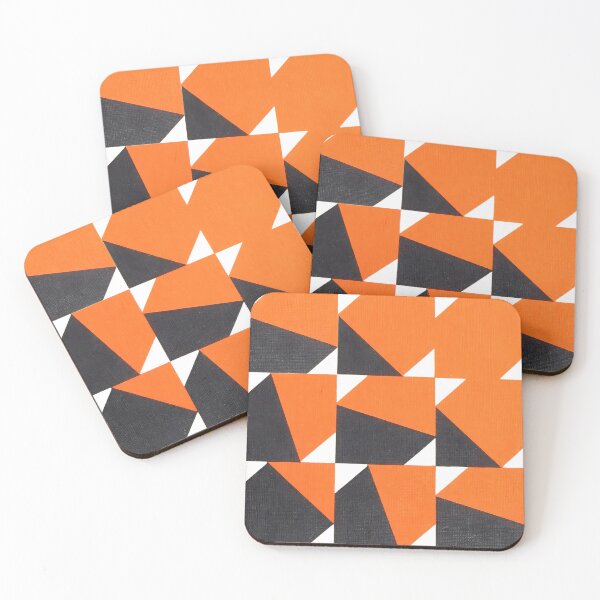 Item preview, Vibrant Geometric Fusion: Abstract Cubist Orange & Obsidian Abstract Art designed and sold by WheresMyMojo.