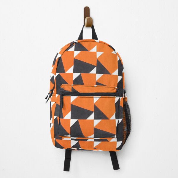 Item preview, Vibrant Geometric Fusion: Abstract Cubist Orange & Obsidian Abstract Art designed and sold by WheresMyMojo.