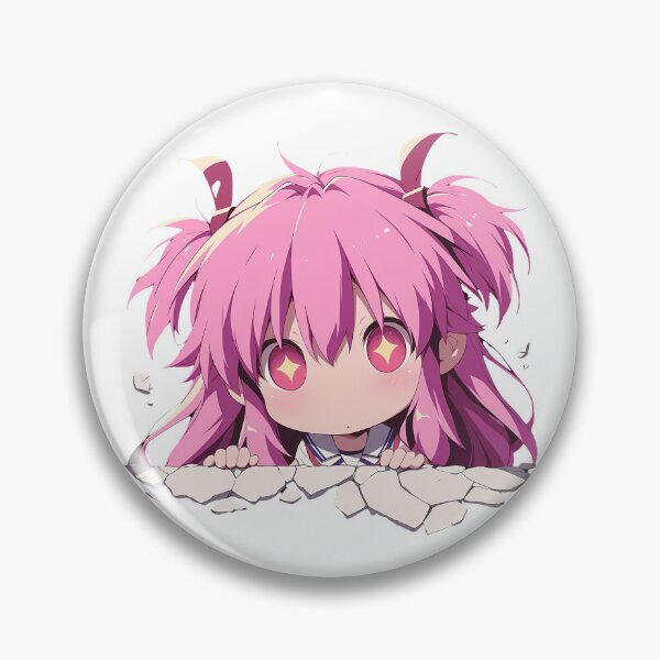 Item preview, Yui Angel Beats Pink Hair Star Eyes Cute Peeking Chibi designed and sold by TorbenKuhano.