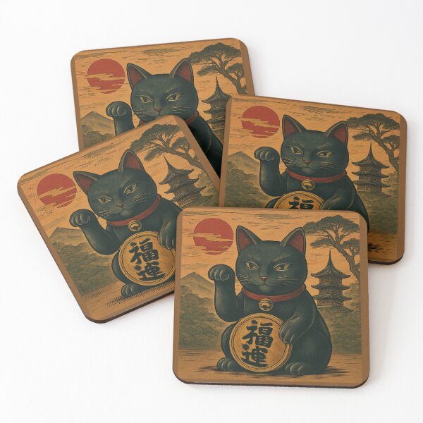 Item preview, Maneki-neko ( Beckoning cat, Lucky cat ) Cool Black Ver. designed and sold by カイトラボ.