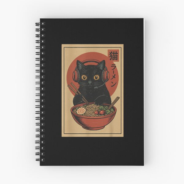 Item preview, Black Cat Ramen Japan Music Lover designed and sold by salmzouriart.