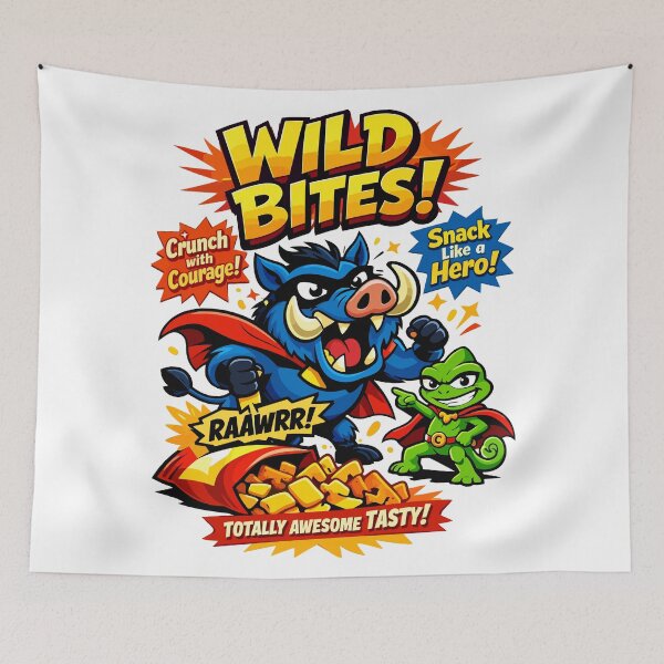 Item preview, Wild Bites – Snack Like a Hero Cartoon Chaos designed and sold by WildlifeInc.