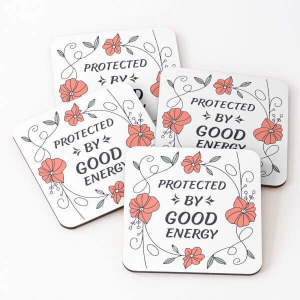 Item preview, Protected By Good Energy Floral Aesthetic Quote Art designed and sold by Jirada.