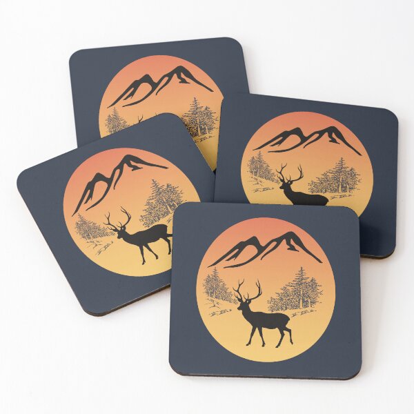 Item preview, Mule Deer Buck Retro Sunset - Hunting & Outdoors Badge designed and sold by Oaks Creations.