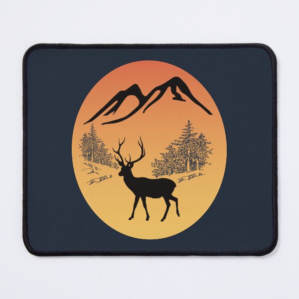 Item preview, Mule Deer Buck Retro Sunset - Hunting & Outdoors Badge designed and sold by Oaks Creations.