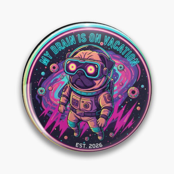 Item preview, My Brain Is On Vacation Pug Astronaut Space Donut designed and sold by ND-Culture.