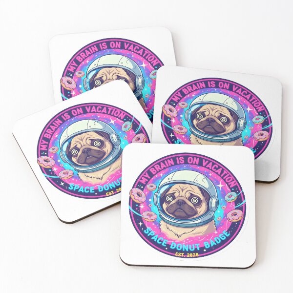 Item preview, My Brain Is On Vacation Pug Astronaut Space Donut designed and sold by ND-Culture.