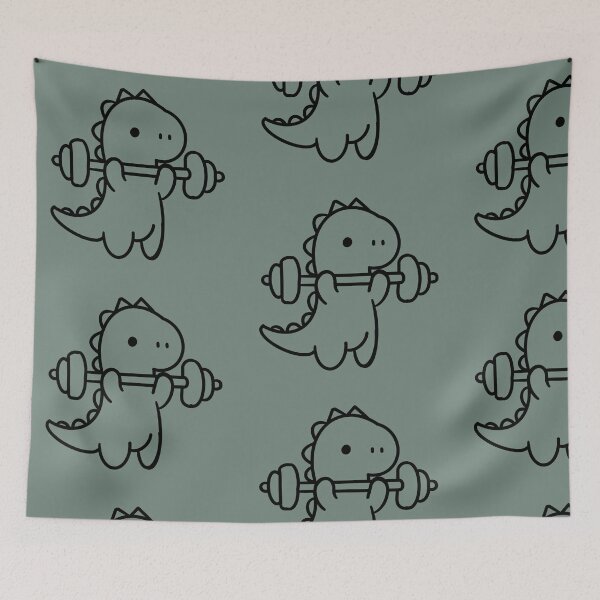 Item preview, Cute Dino Lifting Weights Gym Doodle designed and sold by ZenNal.