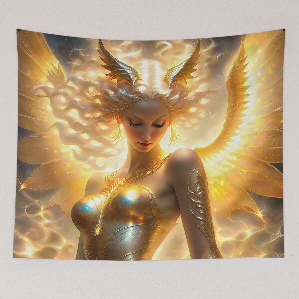 Item preview, Golden Archangel of Light - Celestial Seraphim Art designed and sold by KingdomsHarvest.