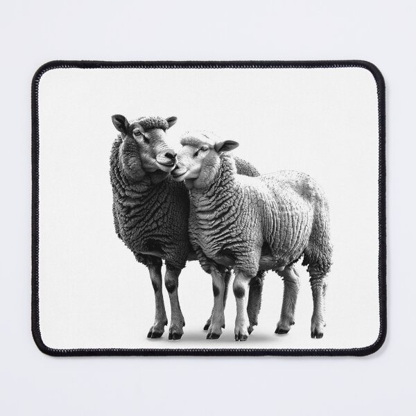 Item preview, Affectionate Sheep Pair – Black and White Farm Animal Illustration designed and sold by inkoutninja.