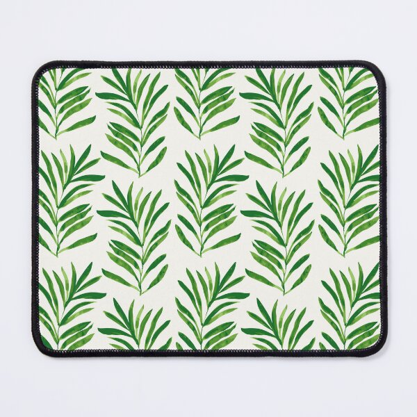 Item preview, tropical vibrant green watercolour look palm leaves on soft creamy white background designed and sold by PrettywithColor.