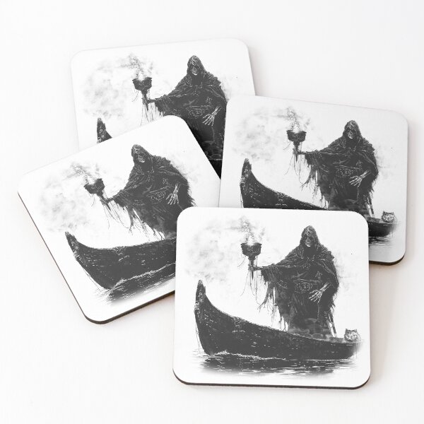 Item preview, Grim Ferryman – Dark Fantasy Reaper Art in Black and White designed and sold by inkoutninja.