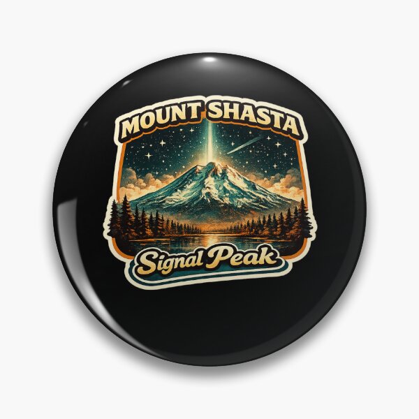 Item preview, Mount Shasta “Signal Peak” Sticker – Retro Cosmic Mountain Art designed and sold by messupbro.