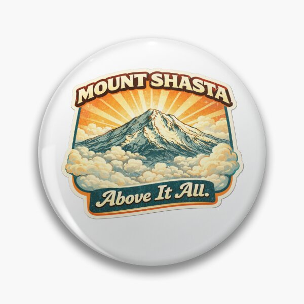 Item preview, Mount Shasta “Above It All” Vintage Travel Sticker – Classic Mountain Art designed and sold by messupbro.
