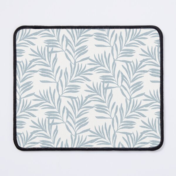 Item preview, coastal light blue subtle textured palm tree leaves on white background designed and sold by PrettywithColor.