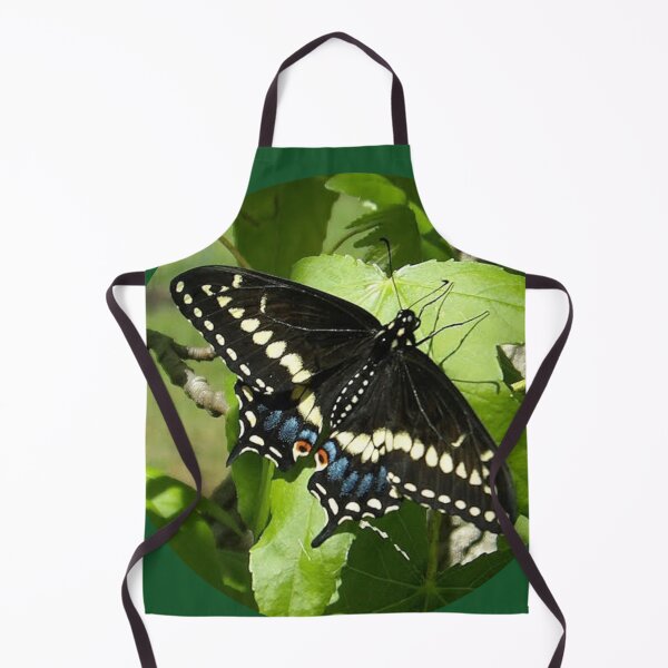 Item preview, Black Swallowtail Butterfly on Green Leaf designed and sold by AmyBsPics.