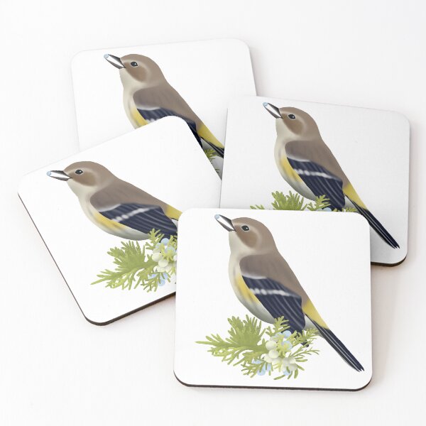 Item preview, Yellow-rumped Warbler on Eastern Red Cedar designed and sold by Joe Hernandez.