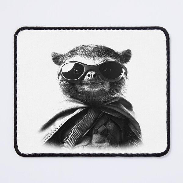Item preview, Super Sloth in Goggles – Funny Black and White Animal Hero Art designed and sold by inkoutninja.