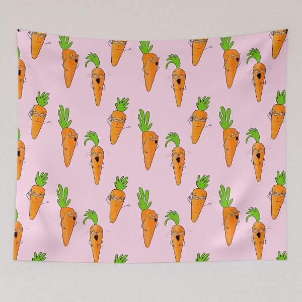 Item preview, ‘Karen carrot’ vegetable pattern - baby pink palette designed and sold by skunkandpumpkin.