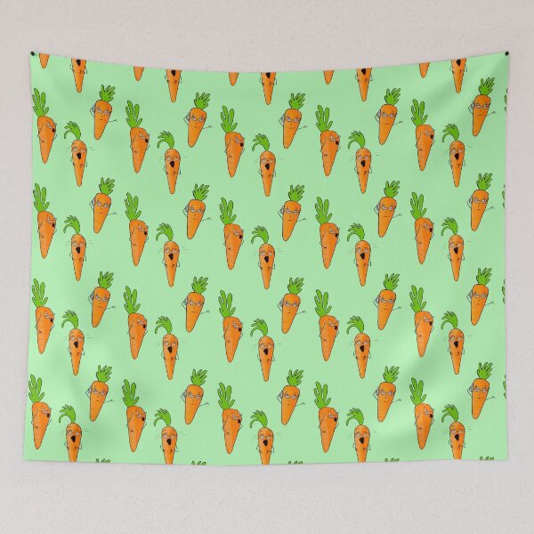 Item preview, ‘Karen carrot’ vegetable pattern - mint green palette designed and sold by skunkandpumpkin.