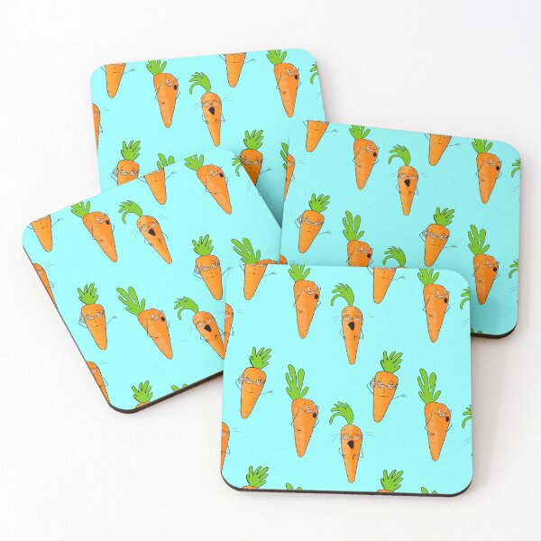 Item preview, ‘Karen carrot’ vegetable pattern - light blue palette designed and sold by skunkandpumpkin.