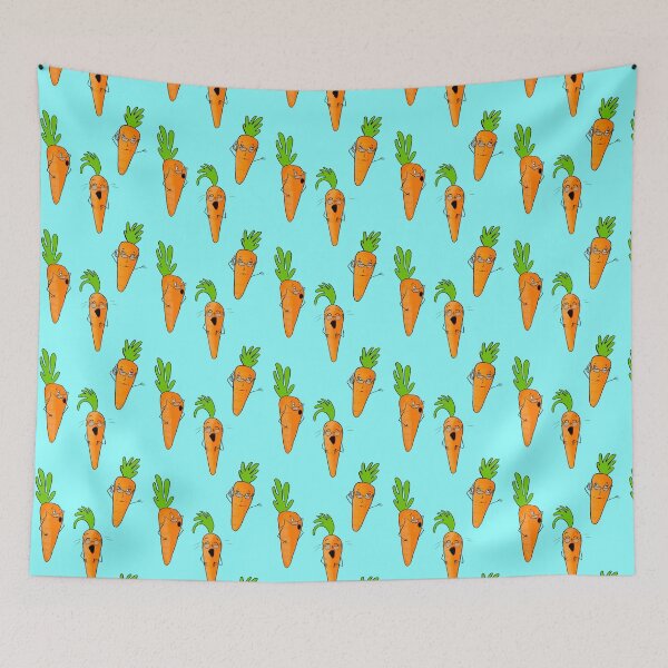 Item preview, ‘Karen carrot’ vegetable pattern - light blue palette designed and sold by skunkandpumpkin.