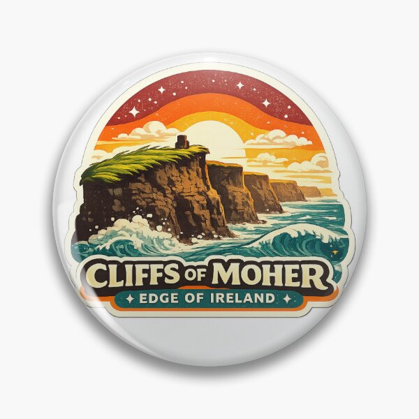 Item preview, Cliffs of Moher “Edge of Ireland” Sticker – Retro Coastal Travel Art designed and sold by messupbro.
