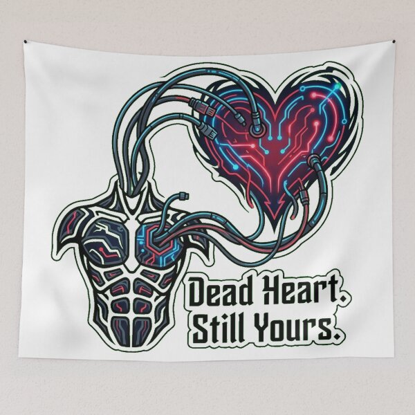 Item preview, Networked Hearts Cybernetic Data Cable Tribal Tattoo Art designed and sold by Thaivi Design.