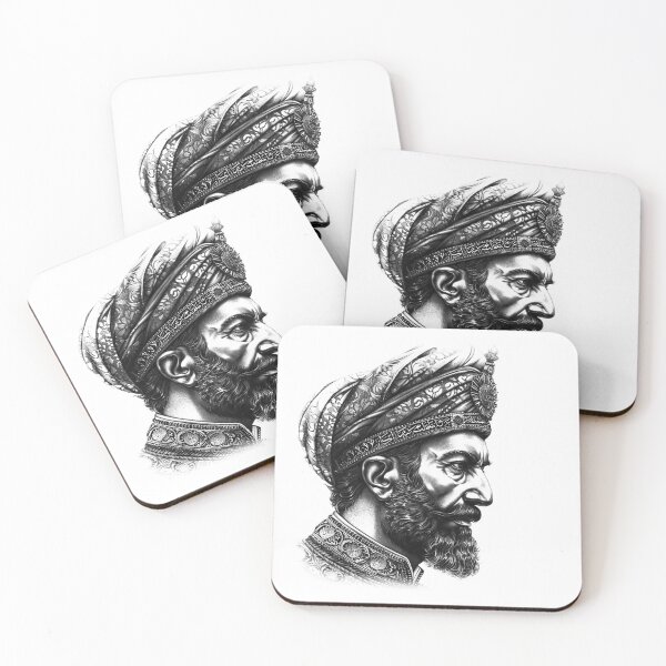 Item preview, Regal Turbaned Portrait – Black and White Historical Middle Eastern Art designed and sold by inkoutninja.