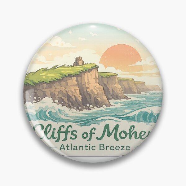 Item preview, Cliffs of Moher “Atlantic Breeze” Sticker – Cute Pastel Coastal Landscape designed and sold by messupbro.