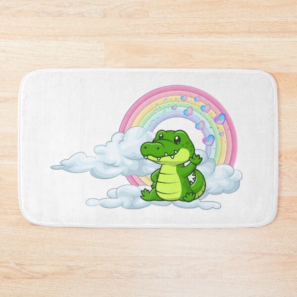 Item preview, Friendly Gator - Cute Green Alligator Waving on Rainbow Clouds designed and sold by Love3Happy.