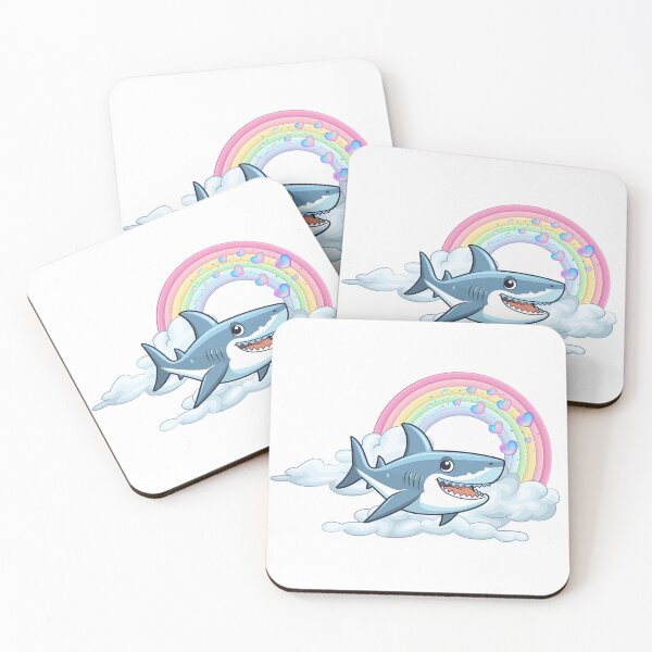 Item preview, Happy Shark - Cute Blue Shark Swimming in Rainbow Clouds designed and sold by Love3Happy.