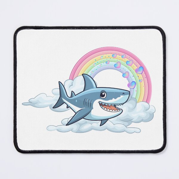 Item preview, Happy Shark - Cute Blue Shark Swimming in Rainbow Clouds designed and sold by Love3Happy.