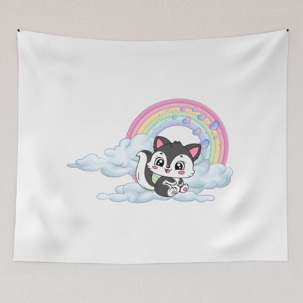 Item preview, Happy Skunk - Cute Skunk on Cloud with Pastel Rainbow designed and sold by Love3Happy.