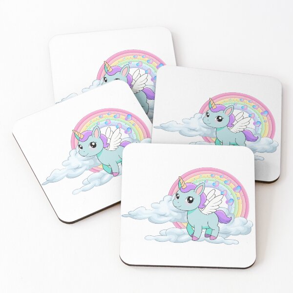 Item preview, Magical Pegasus - Cute Blue Unicorn with Rainbow and Clouds designed and sold by Love3Happy.