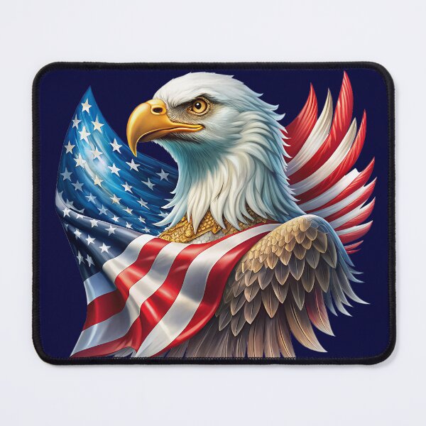 Item preview, American Bald Eagle with USA Flag – Patriotic Freedom Artwork designed and sold by 19Beauty.