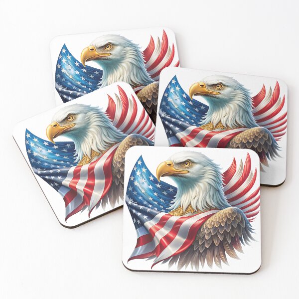 Item preview, American Bald Eagle with USA Flag – Patriotic Freedom Artwork designed and sold by 19Beauty.