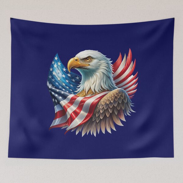 Item preview, American Bald Eagle with USA Flag – Patriotic Freedom Artwork designed and sold by 19Beauty.