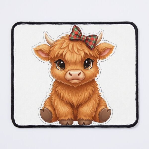 Item preview, Cute Highland Cow with Tartan Bow Clip Art designed and sold by scarletpops.