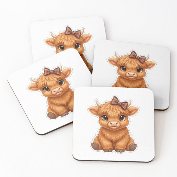 Item preview, Cute Highland Cow with Tartan Bow Clip Art designed and sold by scarletpops.