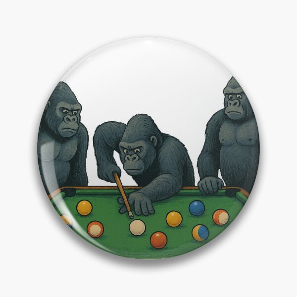 Item preview, Gorillas Playing Pool - Funny Animal Illustration at Billiards Table designed and sold by ARTGENERATESART.