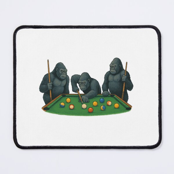 Item preview, Gorillas Playing Pool - Funny Animal Illustration at Billiards Table designed and sold by ARTGENERATESART.