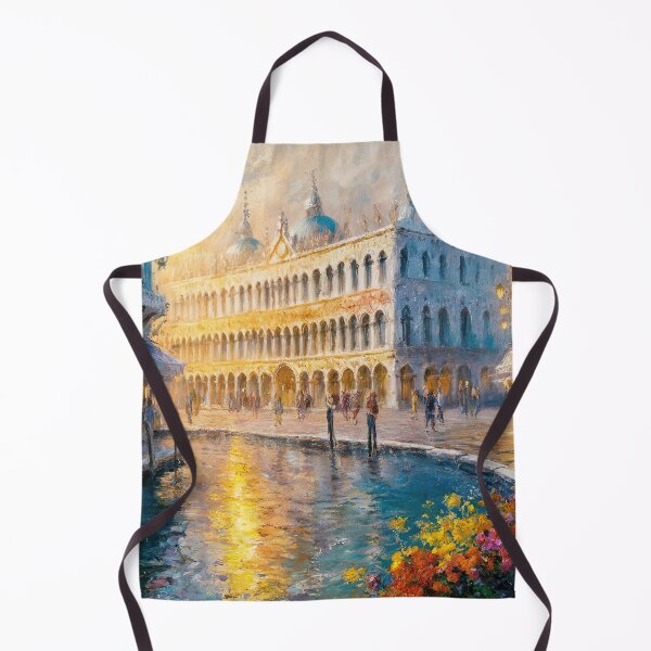 Item preview, Monet Inspired Venice Painting | Piazza San Marco Impressionist Art | Golden Canal Scene designed and sold by Tamas Das.