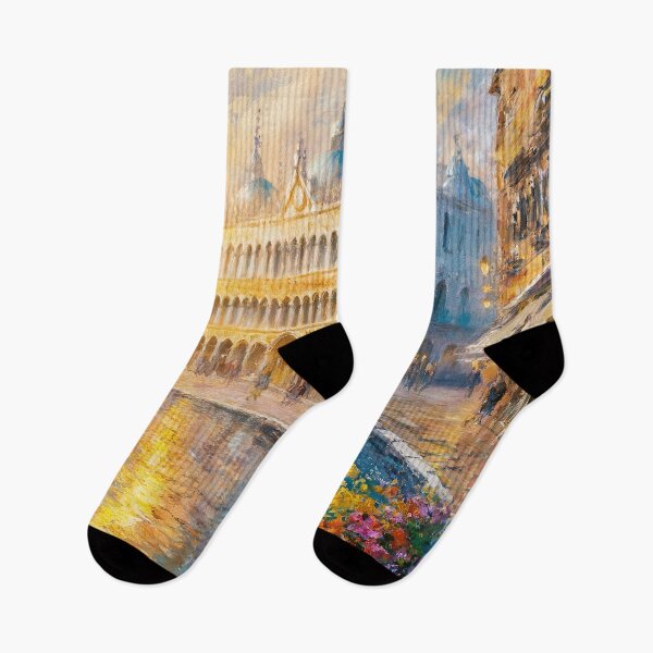 Item preview, Monet Inspired Venice Painting | Piazza San Marco Impressionist Art | Golden Canal Scene designed and sold by Tamas Das.
