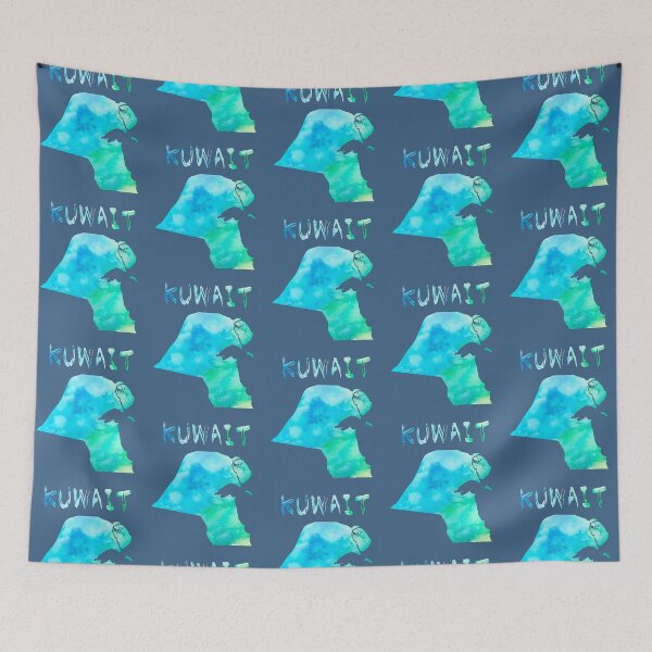 Item preview, Kuwait Map Watercolor Art - Vibrant Teal & Blue Silhouette designed and sold by mashmosh.