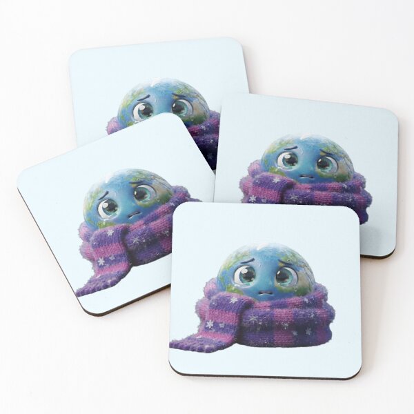 Item preview, Cute Shivering Earth Planet in Scarf - Funny Winter 3D Art designed and sold by PixMoody.