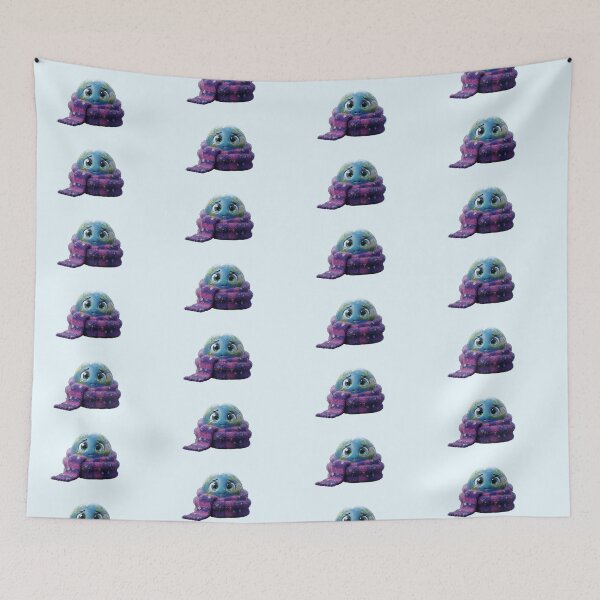 Item preview, Cute Shivering Earth Planet in Scarf - Funny Winter 3D Art designed and sold by PixMoody.