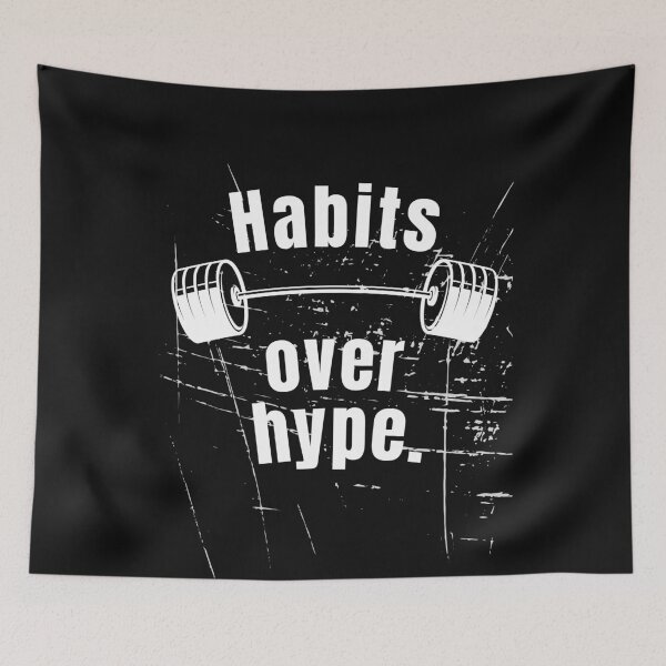 Item preview, Habits over hype. Gym Fitness Motivation Quote designed and sold by TeeArtWorld.